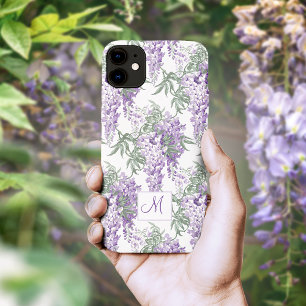 Funda Para iPhone 11 Elegante Wisteria púrpura Vintage con Monograma