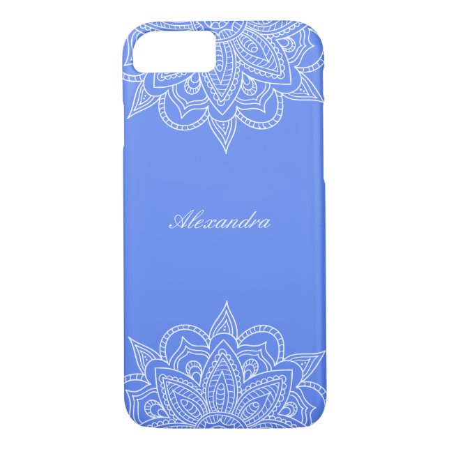 Funda De Case-Mate Para iPhone Elegante y elegante encaje azul y blanco Mandala (Reverso)