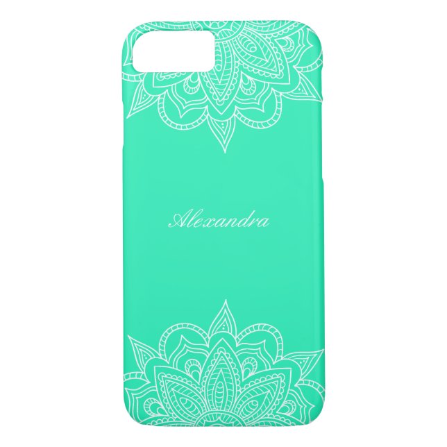 Funda De Case-Mate Para iPhone Elegante y elegante encaje de manala blanca verde (Reverso)