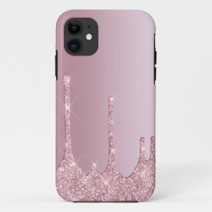 Funda Para iPhone 11 Elegante y elegante goteo de purpurina rosa dorado