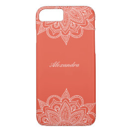 Funda Para iPhone 8/7 Elegante y elegante Naranja y encaje de Mandala bl