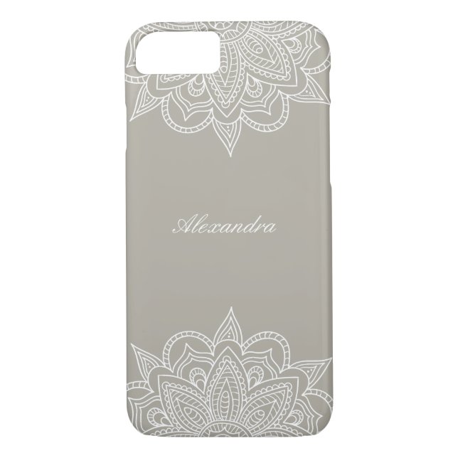 Funda De Case-Mate Para iPhone Elegante y elegante Taupe y manala blanca (Reverso)
