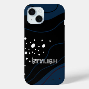 Funda Para iPhone 15 Elegante y moderno azul y blanco