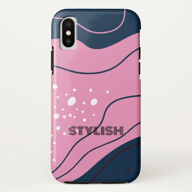 Funda De Case-Mate Para iPhone Elegante y moderno azul y rosa (Reverso)