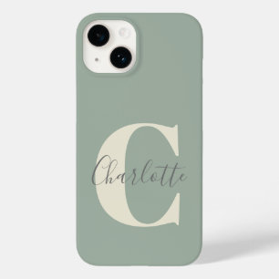 Funda Para iPhone 14 De Case-Mate Elegante y moderno nombre de monograma en verde sa