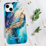 Funda Para iPhone 14 Plus De Case-Mate Elegante y moderno nombre personalizado de mármol<br><div class="desc">Los Fundas Modern Elegant Blue Gold Marble Personalized Name iPhone 14 Plus presentan su nombre personalizado en una elegante tipografía de escritura caligráfica sobre un fondo moderno de mármol azul y oro. Un regalo perfecto para su cumpleaños, madre para el Día de la Madre, hermana o mujer para Navidades y...</div>