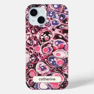 Funda Para iPhone 15 Elegante y moderno Resumen Nombre de Mármol Azul R