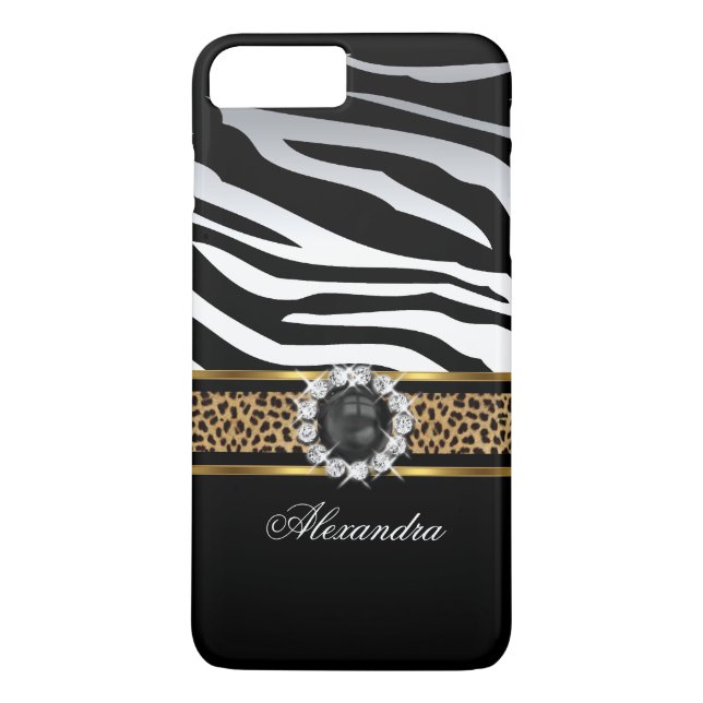 Funda De Case-Mate Para iPhone Elegante Zebra Salvaje Stripe Leopard Black Gold P (Reverso)