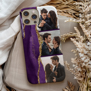 Funda Para iPhone 13 Elegantes 3 nombres de colaje de fotos Púrpura Ága