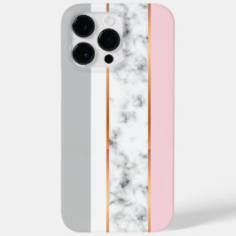 Funda Para iPhone 14 Pro Max De Case-Mate Elegantes bandas de oro rosa gris de mármol blanco