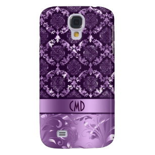 Carcasa Para Galaxy S4 Elegantes Damascates Black Y Metallic Purple Y Lac