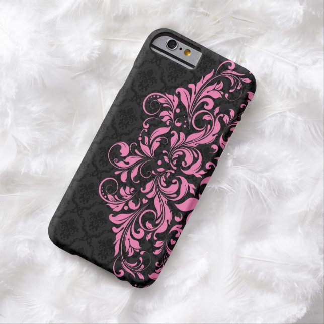 Funda De Case-Mate Para iPhone Elegantes damascos negros y encaje rosado (In Situ)