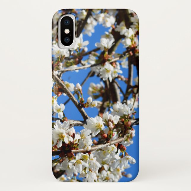 Funda De Case-Mate Para iPhone Elegantes flores blancas de primavera (Reverso)