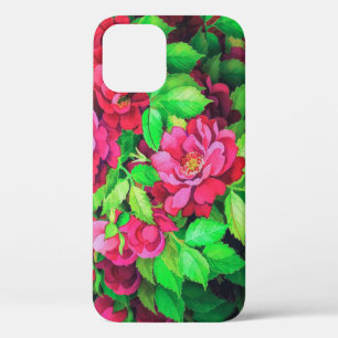 Funda Para iPhone 12 Pro Elegantes flores de color rosa de arte acrílico  