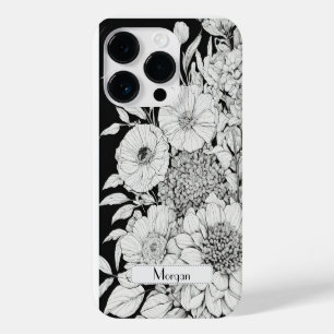 Funda Para iPhone 14 Pro De Case-Mate Elegantes flores silvestres blancas y negras