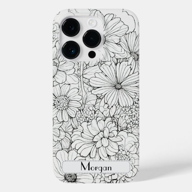 Funda De Case-Mate Para iPhone Elegantes flores silvestres blancas y negras (Reverso )
