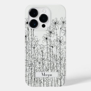 Funda Para iPhone 14 Pro De Case-Mate Elegantes flores silvestres blancas y negras