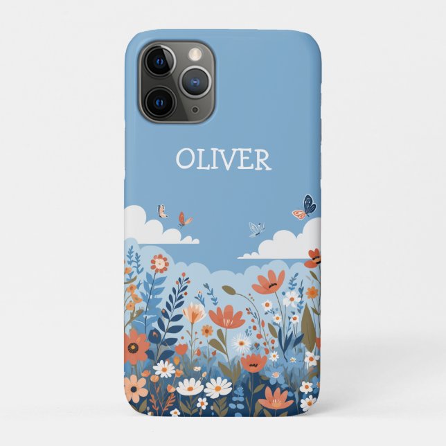 Funda De Case-Mate Para iPhone Elegantes Flores Silvestres Botánicas Lindas Perso (Reverso)