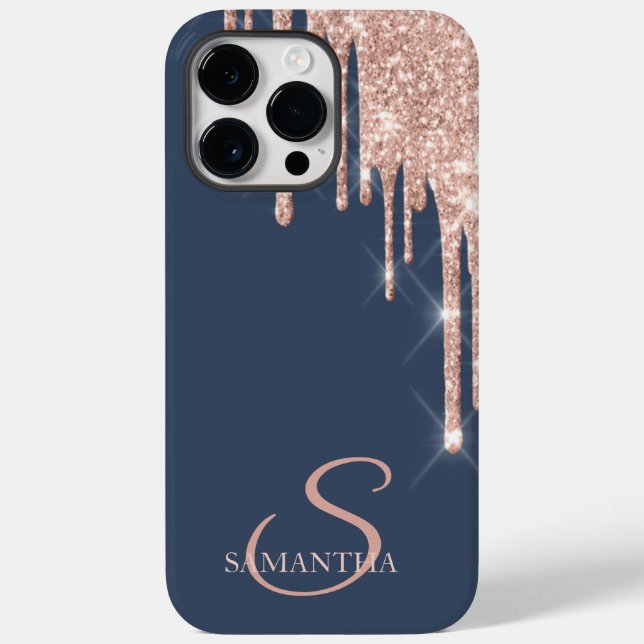Funda De Case-Mate Para iPhone Elegantes gotas de brillo de oro rosa  (Reverso )