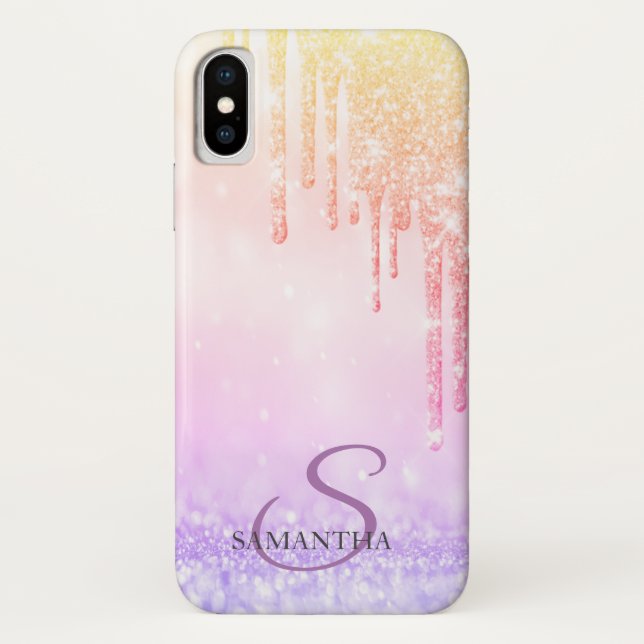Funda De Case-Mate Para iPhone Elegantes gotas de brillo ombre (Reverso)