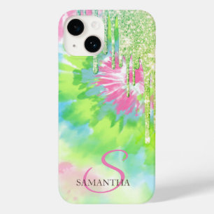Funda Para iPhone 14 De Case-Mate Elegantes gotas de brillo verde con efecto de teñi