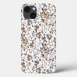 Funda Para iPhone 13 Elegantes hojas Berries color de agua blanco Flora