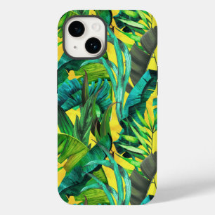 Funda Para iPhone 14 De Case-Mate Elegantes hojas verdes tropicales patrón amarillo