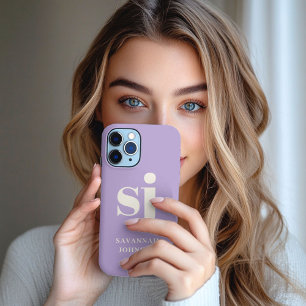 Funda Para iPhone 13 Pro Max Elegantes iniciales de monograma de lavanda