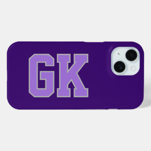 Funda Para iPhone 15 Elegantes Iniciales de Monograma Gris Morado Moder