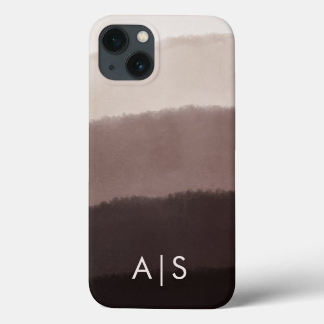 Funda De Case-Mate Para iPhone Elegantes iniciales monogramadas Cool nogal marrón (Reverso)