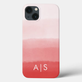 Funda Para iPhone 13 Elegantes Iniciales Monogramadas Faded Coral Red O
