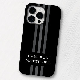 Funda Para iPhone 14 Pro Max De Case-Mate Elegantes líneas oscuras modernas monogramadas neg