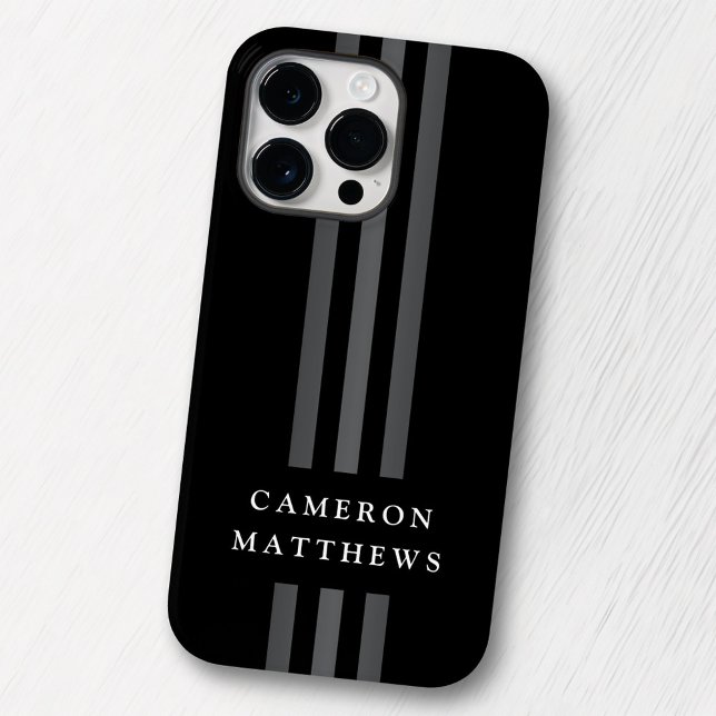 Funda De Case-Mate Para iPhone Elegantes líneas oscuras modernas monogramadas neg (Subido por el creador)