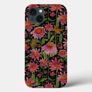 Funda Para iPhone 13 Elegantes mariposas rosadas negras