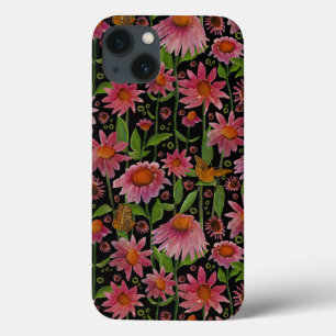 Funda Para iPhone 13 Elegantes mariposas rosadas negras