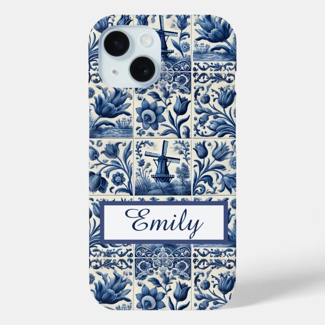 Funda De Case-Mate Para iPhone Elegantes mosaicos Delft Personalizados (Reverso )