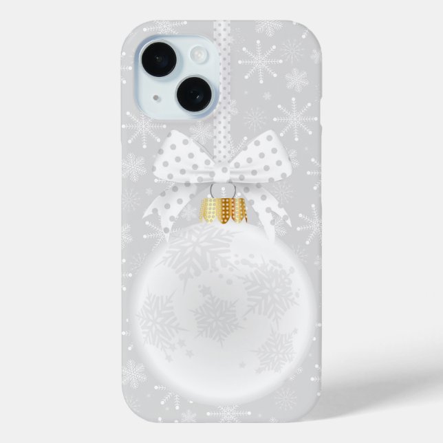 Funda De Case-Mate Para iPhone Elegantes Navidades de ornamentos blancos con copo (Reverso )