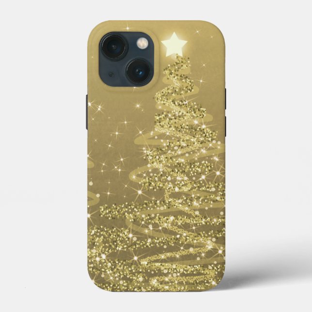 Funda De Case-Mate Para iPhone Elegantes Navidades de oro esparcen árboles  (Reverso )