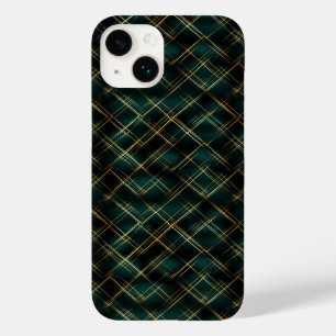 Funda Para iPhone 14 De Case-Mate Elegantes Navidades de Oro y Tartán Verde Oscuro