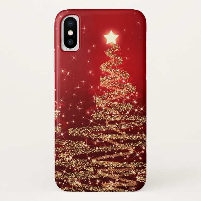 Funda De Case-Mate Para iPhone Elegantes Navidades esparcen árboles rojos (Reverso)
