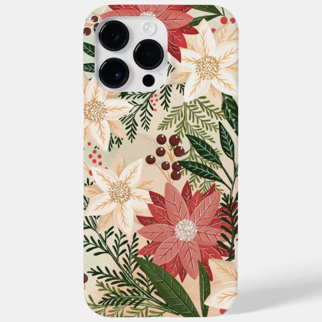 Funda De Case-Mate Para iPhone Elegantes Navidades festivos Poinsettia Holiday (Reverso)
