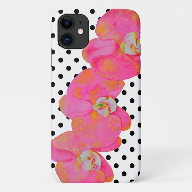 Funda De Case-Mate Para iPhone Elegantes orquídeas de acuarela rosa rosa (Reverso)