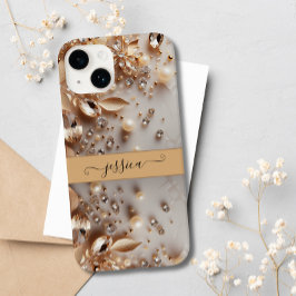 Funda Para iPhone 14 De Case-Mate Elegantes piedras de Purpurina florales blancas y