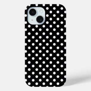 Funda Para iPhone 15 Elegantes puntos de polka blanco negro