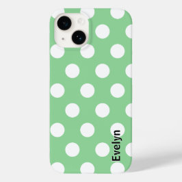 Funda Para iPhone 14 De Case-Mate Elegantes puntos de Polka Blanco Verde Claro con e