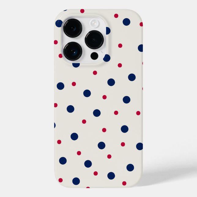 Funda De Case-Mate Para iPhone Elegantes puntos de Polka Rojo y Azul (Reverso )
