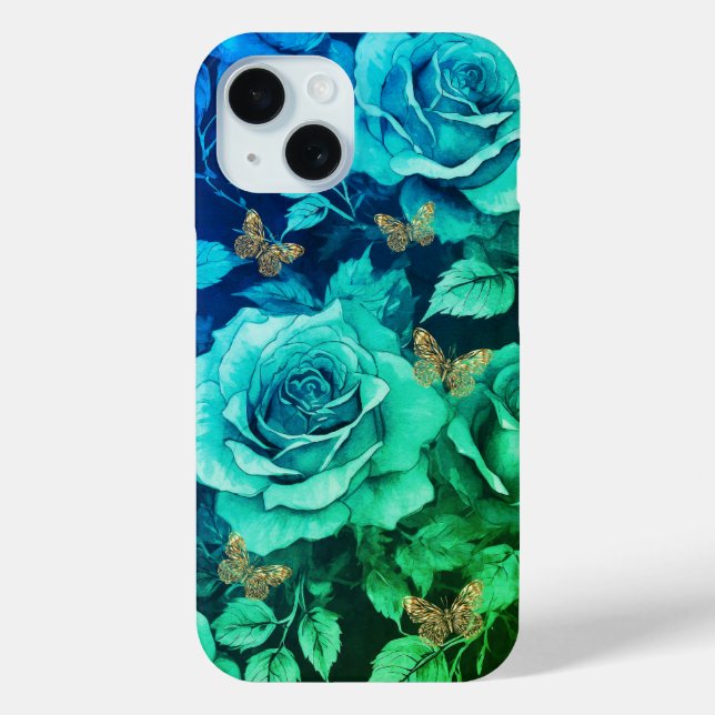 Funda De Case-Mate Para iPhone Elegantes Rosas de cuento de hadas y mariposas (Reverso )