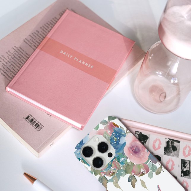 Funda De Case-Mate Para iPhone Elegantes Rosas Monograma M Acuarela Rosa (Subido por el creador)