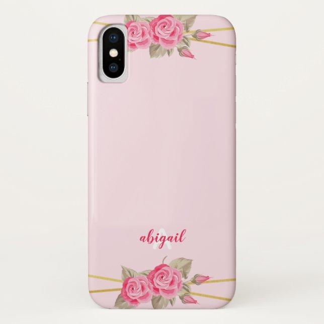 Funda De Case-Mate Para iPhone Elegantes Rosas rosados y de oro (Reverso)