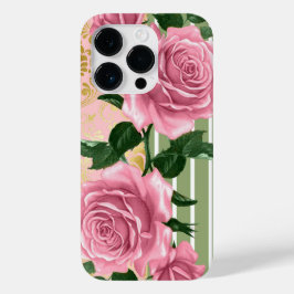 Funda Para iPhone 14 Pro De Case-Mate Elegantes rosas rosas y hojas verdes